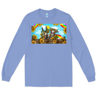 Colony Blue 2 donkeys sunflower Long Sleeve Tee - BarkalooDesign