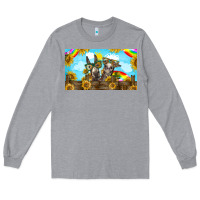 Heather Grey 2 donkeys sunflower Long Sleeve Tee - BarkalooDesign