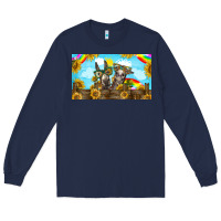 Navy 2 donkeys sunflower Long Sleeve Tee - BarkalooDesign