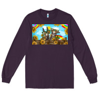 Plum 2 donkeys sunflower Long Sleeve Tee - BarkalooDesign
