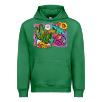 Emerald cactus peace sign flowers and tie dye Urban Hoodie - Artiststas