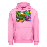 Fuchsia Pink cactus peace sign flowers and tie dye Urban Hoodie - Artiststas