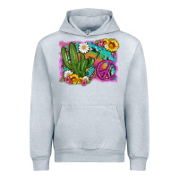 Heather Grey cactus peace sign flowers and tie dye Urban Hoodie - Artiststas