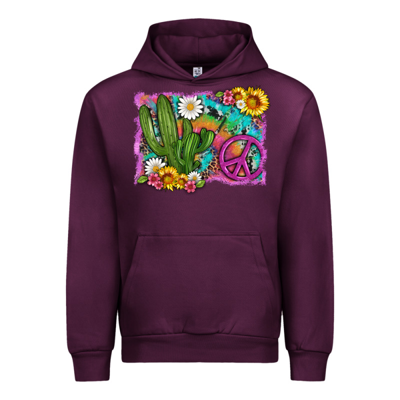 Cactus Peace Sign Flowers And Tie Dye Urban Hoodie by Artiststas | Teevron