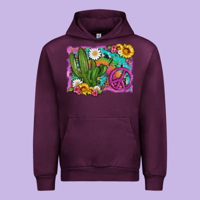 Cactus Peace Sign Flowers And Tie Dye Urban Hoodie Designed By Artiststas
