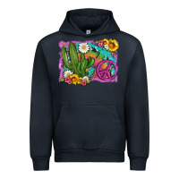 Navy cactus peace sign flowers and tie dye Urban Hoodie - Artiststas