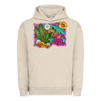 Pigment French Oak cactus peace sign flowers and tie dye Urban Hoodie - Artiststas