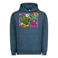 Pigment Midnight Navy cactus peace sign flowers and tie dye Urban Hoodie - Artiststas
