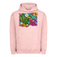 Pigment Salmon cactus peace sign flowers and tie dye Urban Hoodie - Artiststas