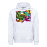 White cactus peace sign flowers and tie dye Urban Hoodie - Artiststas