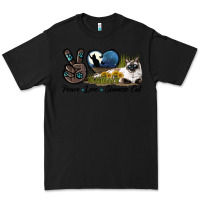 Black Peace Love Siamese Cat Premium Tee - LillyAllenDesigns