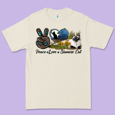 Peace Love Siamese Cat Premium Tee Designed By Lillyallendesigns
