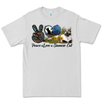 Dove Grey Peace Love Siamese Cat Premium Tee - LillyAllenDesigns