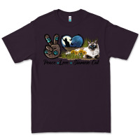 Plum Peace Love Siamese Cat Premium Tee - LillyAllenDesigns