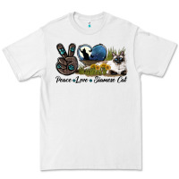 White Peace Love Siamese Cat Premium Tee - LillyAllenDesigns
