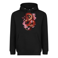 Black red dragon and sakura cherry blossoms Heavyweight Hoodie - RanaPortraitStore