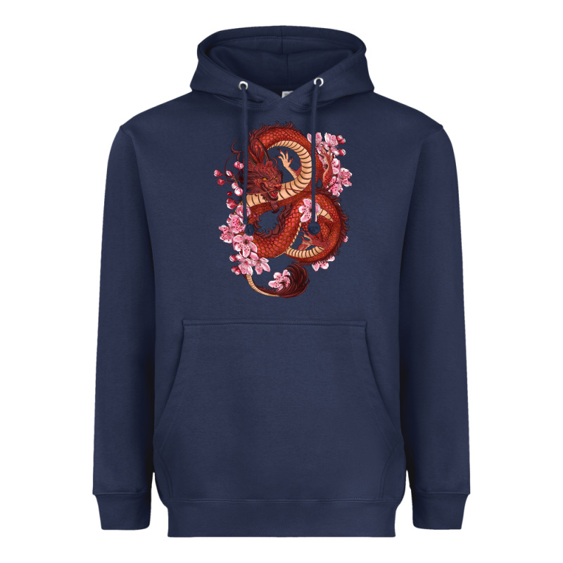 Red Dragon And Sakura Cherry Blossoms Heavyweight Hoodie by RanaPortraitStore | Teevron