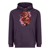 Plum red dragon and sakura cherry blossoms Heavyweight Hoodie - RanaPortraitStore