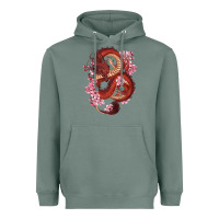 Sage red dragon and sakura cherry blossoms Heavyweight Hoodie - RanaPortraitStore