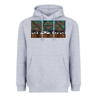 Heather Grey Rusty Sunflowers with Cowhide and Turquoise Heavyweight Hoodie - RanaPortraitStore
