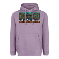 Lavender Rusty Sunflowers with Cowhide and Turquoise Heavyweight Hoodie - RanaPortraitStore