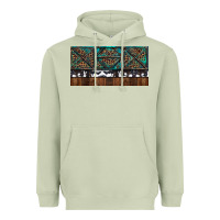 Matcha Rusty Sunflowers with Cowhide and Turquoise Heavyweight Hoodie - RanaPortraitStore