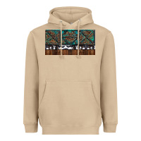 Mushroom Rusty Sunflowers with Cowhide and Turquoise Heavyweight Hoodie - RanaPortraitStore