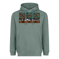 Sage Rusty Sunflowers with Cowhide and Turquoise Heavyweight Hoodie - RanaPortraitStore