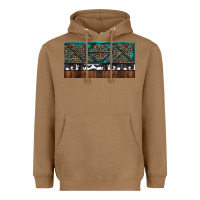 Toasted Coconut Rusty Sunflowers with Cowhide and Turquoise Heavyweight Hoodie - RanaPortraitStore