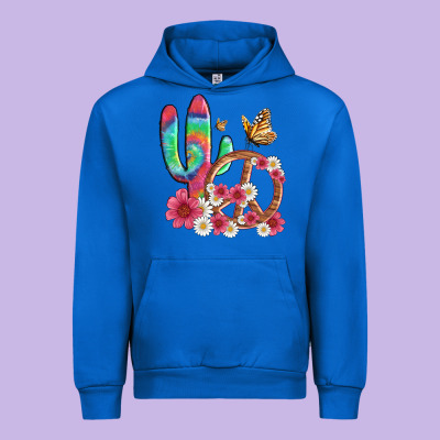 Cactus Peace Sign Flowers And Butterflys Urban Hoodie Designed By Artiststas