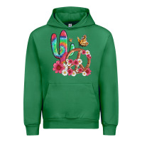Emerald cactus peace sign flowers and butterflys Urban Hoodie - Artiststas