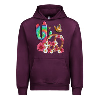 Mauve Wine cactus peace sign flowers and butterflys Urban Hoodie - Artiststas