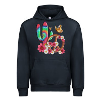 Navy cactus peace sign flowers and butterflys Urban Hoodie - Artiststas