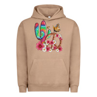 Pigment Burro cactus peace sign flowers and butterflys Urban Hoodie - Artiststas