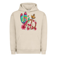 Pigment French Oak cactus peace sign flowers and butterflys Urban Hoodie - Artiststas