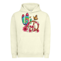 Pigment Pistachio cactus peace sign flowers and butterflys Urban Hoodie - Artiststas