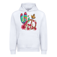 White cactus peace sign flowers and butterflys Urban Hoodie - Artiststas