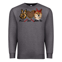 Charcoal Heather peace love shiba inu Premium Sweatshirt - RanaPortraitStore