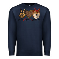 Navy peace love shiba inu Premium Sweatshirt - RanaPortraitStore