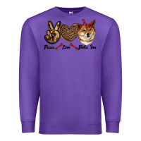 Purple peace love shiba inu Premium Sweatshirt - RanaPortraitStore
