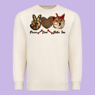 Peace Love Shiba Inu Premium Sweatshirt Designed By Ranaportraitstore