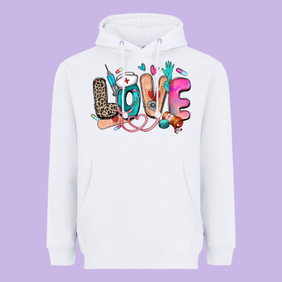 Love Nurse Heavyweight Hoodie Designed By Zillion Design Studio