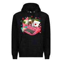 Black pink typewriter and letters Premium Hoodie - AdoDesignShop