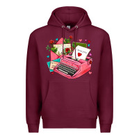 Burgundy pink typewriter and letters Premium Hoodie - AdoDesignShop