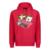 Cardinal pink typewriter and letters Premium Hoodie - AdoDesignShop