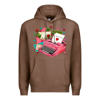 Chestnut pink typewriter and letters Premium Hoodie - AdoDesignShop