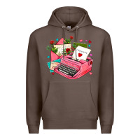 Coffee pink typewriter and letters Premium Hoodie - AdoDesignShop