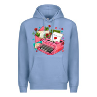 Colony Blue pink typewriter and letters Premium Hoodie - AdoDesignShop