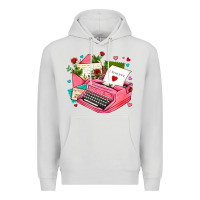 Dove Grey pink typewriter and letters Premium Hoodie - AdoDesignShop