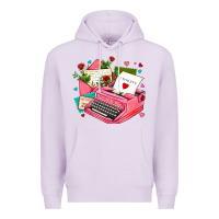 Lilac pink typewriter and letters Premium Hoodie - AdoDesignShop